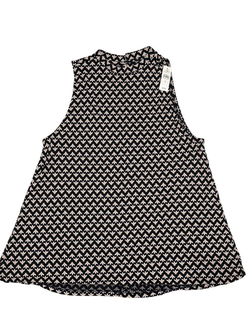 LOFT Black/White/Pink/Green Sleeveless Floral Print Tank Top XL, NWT
